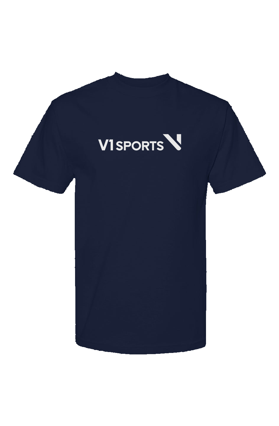 White Logo on Navy T Shirt 