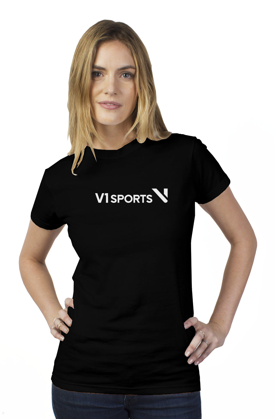 Womens Black t shirt white logo