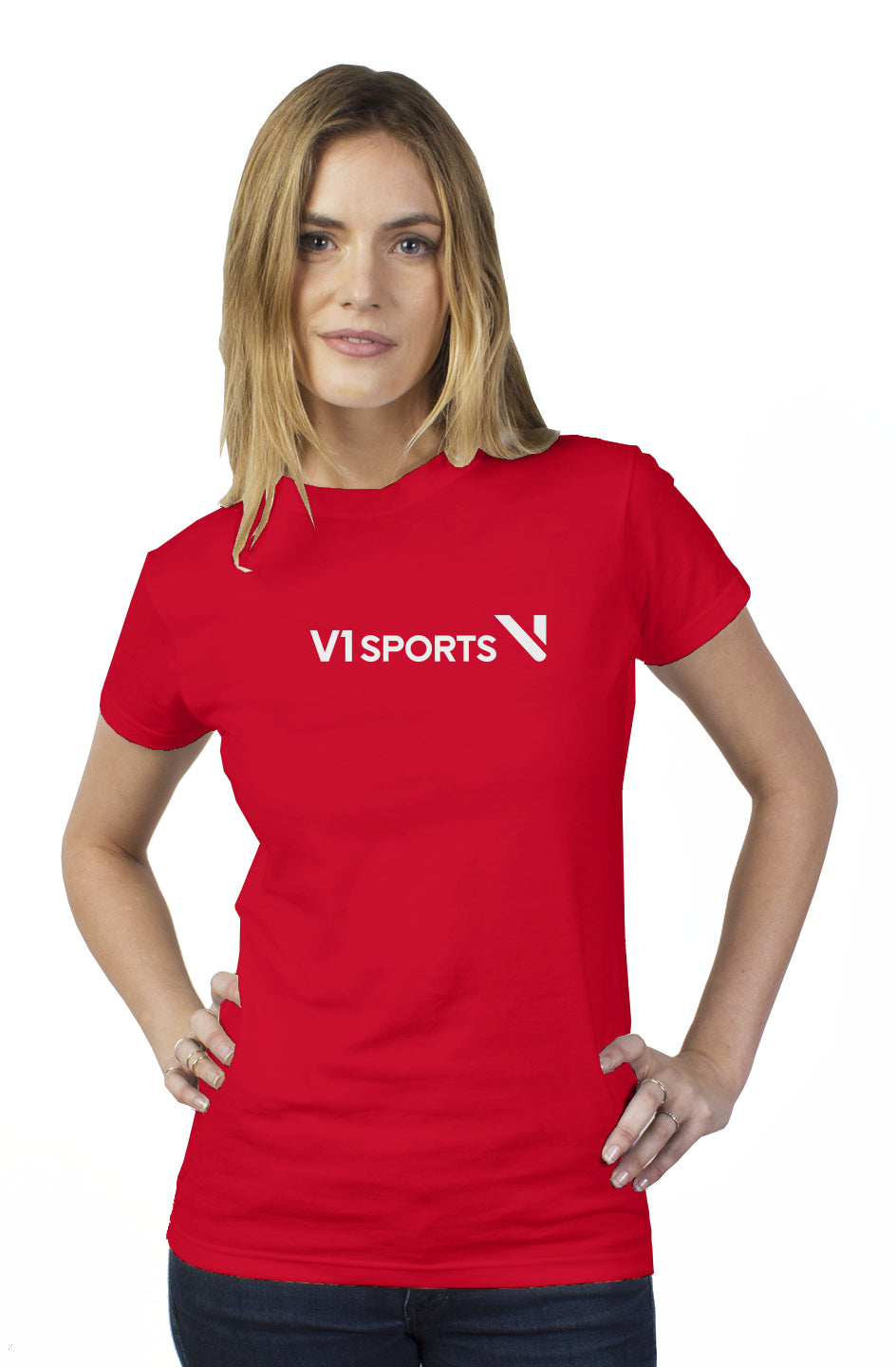 Womens Red t shirt white logo